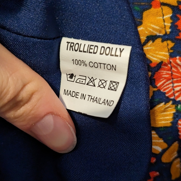 Vintage Trollied Dolly 3/4 Sleeve Floral Midi Dress Sz S - Picture 9 of 9